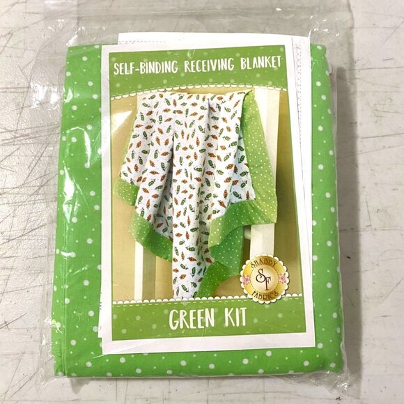 Shabby Fabrics Self-Binding Receiving Blanket Green Kit Pattern Peas Carrots - Picture 1 of 4
